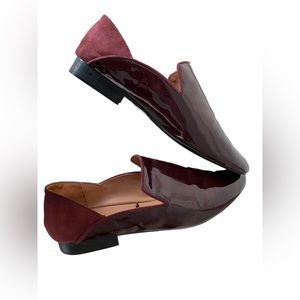 ZARA patent leather maroon loafers size 8